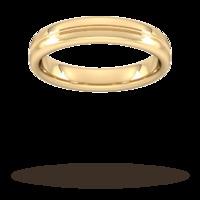 4mm Slight Court Extra Heavy Grooved polished finish Wedding Ring in 18 Carat Yellow Gold - Ring Size U