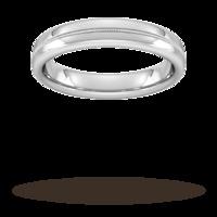 4mm Slight Court Standard Milgrain Centre Wedding Ring in 950 Palladium - Ring Size T