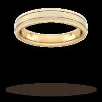 4mm Slight Court Extra Heavy matt finish with double grooves Wedding Ring in 9 Carat Yellow Gold - Ring Size S