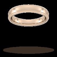 4mm Slight Court Extra Heavy milgrain edge Wedding Ring in 9 Carat Rose Gold - Ring Size V