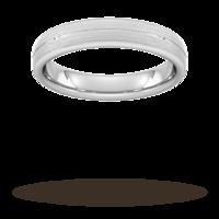 4mm Slight Court Extra Heavy centre groove with chamfered edge Wedding Ring in 18 Carat White Gold - Ring Size T