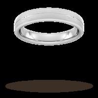 4mm Slight Court Extra Heavy centre groove with chamfered edge Wedding Ring in 950 Palladium - Ring Size Q