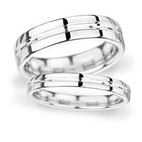 4mm D Shape Standard Grooved polished finish Wedding Ring in 18 Carat White Gold