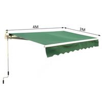 4m x 3m garden manual awning with winding handle in green