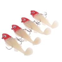 4pcs fishing lures t tail lead fish soft bait with one triangle hook o ...