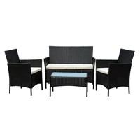 4pcs Effect Rattan Outdoor/Indoor Garden Coffee Table And Chairs Set (Dark Brown)