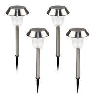 4pcs 1-LED White/ Color Changing Solar Stainless Steel Lawn Light Pathway Garden Lamp