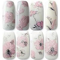 4pcs Flowers Nail Stickers Random Color