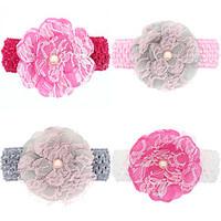 4Pcs/set Baby Girls Lace Flower Wide Headband Todder Hair Accessories Infant Hairband