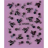 4PCS Different Styles Black Jewel Butterfly Nail Stickers