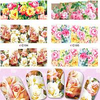 4sheets New Charm Real Rose Nail Art Flower Stickers Water Transfer Full Wraps Foils Decorations of Nail Decals Tools