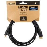 4world High Speed Hdmi Cable With Ethernet (v1.4) 1m Black (08603)