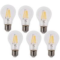 4W E26/E27 LED Filament Bulbs A60(A19) 4 COB 400 lm Warm White / Cool White Decorative / Waterproof AC 220-240 V 6 pcs