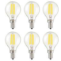 4W E14 E26/E27 E12 LED Filament Bulbs G45 4 COB 400 lm Warm White Dimmable Decorative AC 220-240Dimmable/ or AC 110-130 VDimmable- 6 pcs