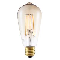 4W E27 LED Filament Bulbs ST64LF 4 COB 350 lm Amber Dimmable / Decorative AC 220-240 V 1 pcs