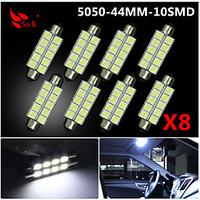 4x white 44mm 5050 10smd festoon dome map interior led light bulbs de3 ...