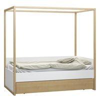 4YOU 4 POSTER SINGLE BED in White & Oak Finish