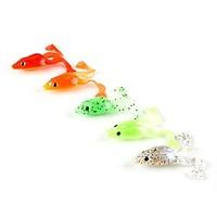5 pcs Soft Bait Fishing Lures Frog Orange Light Green Silver Red Dark Green g/Ounce, 55 mm/2-1/4\