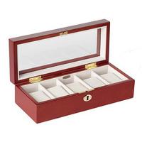 5 Watch Box - Wooden with Glass Lid, Cherrywood