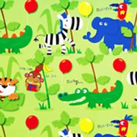 5 Sheets Of Boys & Girls Animal Gift Wrap With Monkeys, Elephants, Zebras, 