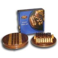 5 inch round pegged travel wooden chess set sac