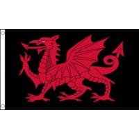 5 x 3 black welsh dragon flag