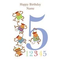 5 Monkeys | 5th Birthday Card