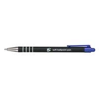 5 Star Ballpoint Pen Retractable Soft Grip Medium 1.0mm Tip 0.5mm Line (Blue) - (Pack of 12 Pens)