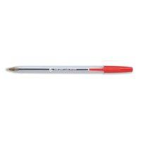 5 Star Clear Ballpoint Pen Medium 1.0mm Tip 0.4mm Line (Red) - (Pack of 50 Pens)