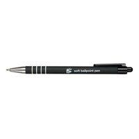 5 Star Ballpoint Pen Retractable Soft Grip Medium 1.0mm Tip 0.5mm Line (Black) - (Pack of 12 Pens)