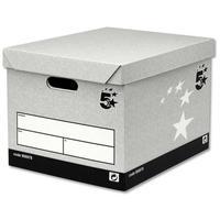 5 Star Facilities Storage Box Self-Assembly Grey [Pack 10]
