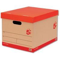 5 Star Office Storage Box for 5 A4 Lever Arch Files Red on Brown [Pack 10]