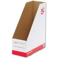 5 Star Office Magazine File Self-locking Part-recycled A4 Plus Red & White [Pack 10]