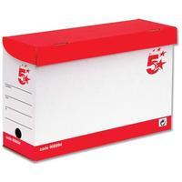 5 Star Office Transfer Case Hinged Lid Foolscap Red and White [Pack 20]