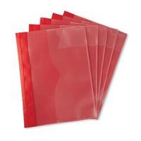 5 Star Office Document Folder Task File Semi-rigid Clear Front Cover Ticket Window A4 Red [Pack 5]