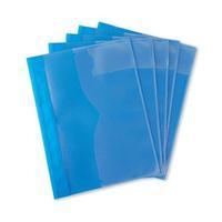 5 Star Office Document Folder Task File Semi-rigid Clear Front Cover Ticket Window A4 Blue [Pack 5]