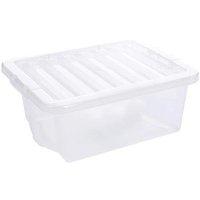5 star office storage box stackable clip on lid 16l clear