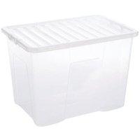 5 star office storage box stackable clip on lid 80l clear