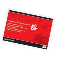 5 Star Laminating Pouches (67 x 97mm) Glossy 250 Micron for Badge size Pack of 100