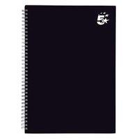 5 Star Notebook Wirebound Hard Cover Ruled 80gsm A4 Black [Pack 5]