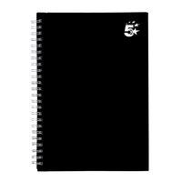 5 Star Notebook Wirebound Hard Cover Ruled 80gsm A5 Black [Pack 5]