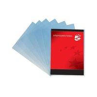 5 Star Folder Cut Flush Polypropylene Copy-safe Translucent A4 Frosted Clear Ref [Pack 100]