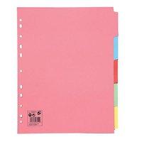 5 Star Subject Dividers Multipunched Manilla Board 5-Part Extra Wide A4 Assorted [Pack 10]