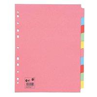 5 Star Subject Dividers Multipunched Manilla Board 10-Part Extra Wide A4 Assorted [Pack 10]