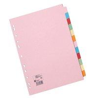 5 Star Subject Dividers Multipunched Manilla Board 12-Part A4 Assorted [Pack 10]