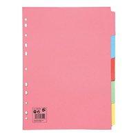 5 Star Subject Dividers Multipunched Manilla Board 5-Part A4 Assorted [Pack 10]