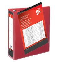 5 star presentation ring binder pvc 4 d ring 50mm size a4 red pack 10