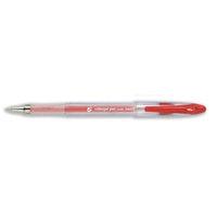 5 Star Roller Gel Pen Clear Barrel 1.0mm Tip 0.5mm Line (Red) - (Pack of 12 Pens)