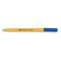 5 Star Ballpoint Pen Yellow Barrel Fine 0.8mm Tip 0.3mm Line (Blue) - (Pack of 50 Pens)