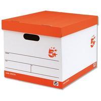 5 Star Office Storage Box for 5 A4 Lever Arch Files Red & White [Pack 10]
